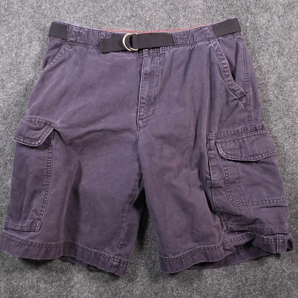 VTG Old Navy Cargo Shorts Mens 33 Navy Belted Y2K Baggy Distressed